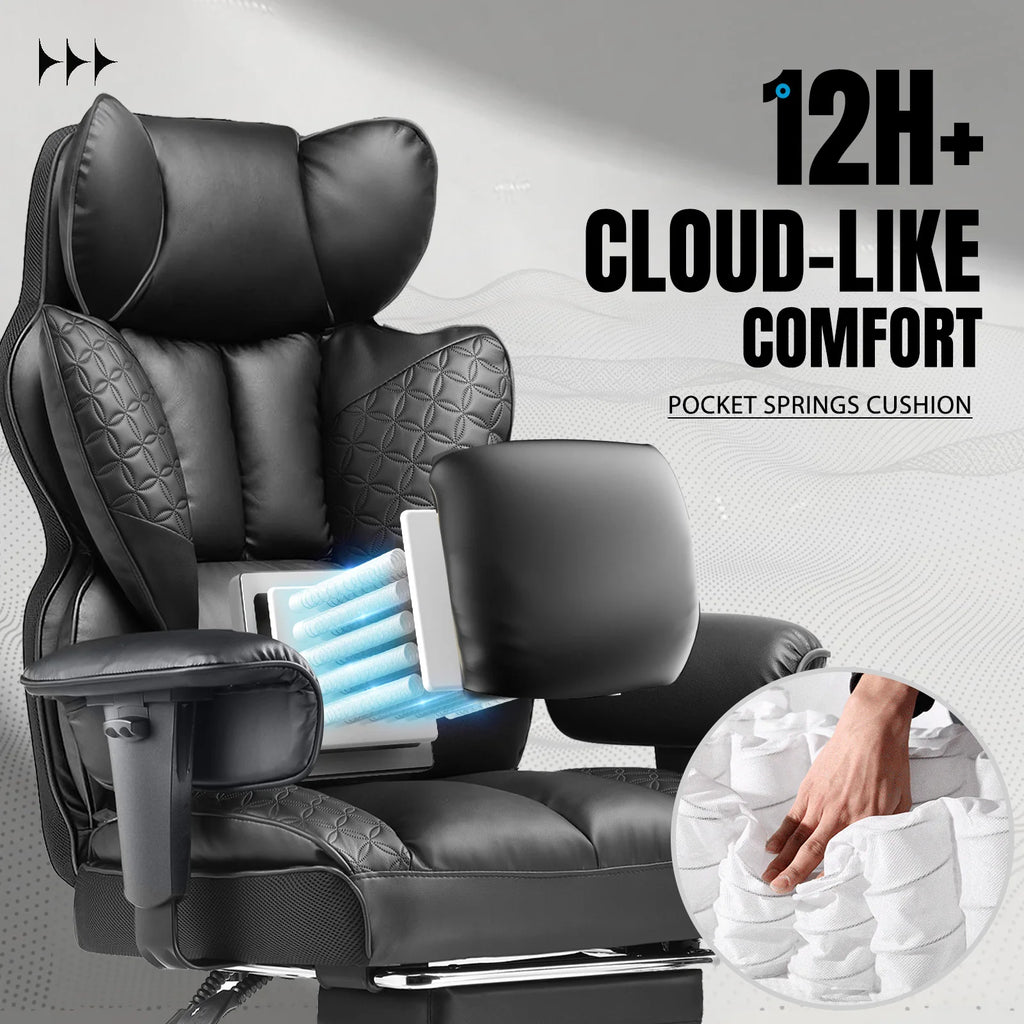 Ergonomic High-Back Office Chair with Footrest