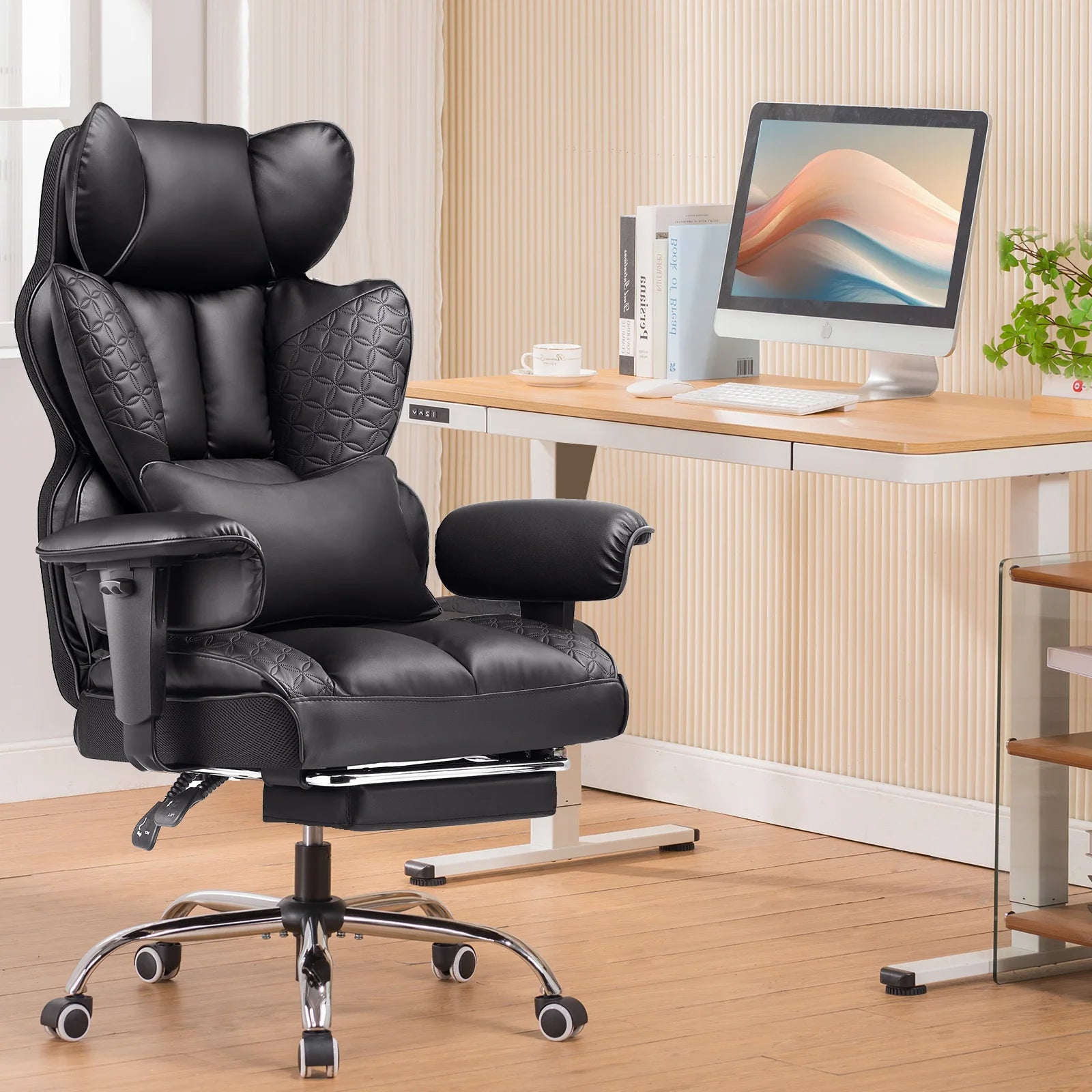 Ergonomic High-Back Office Chair with Footrest
