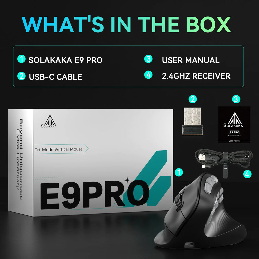 SOLAKAKA E9 Pro Vertical Wireless Mouse