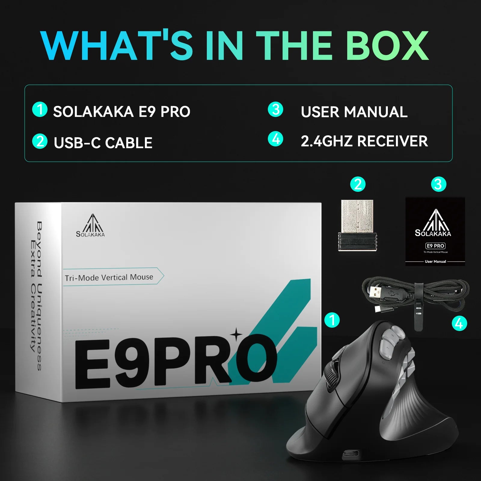 SOLAKAKA E9 Pro Vertical Wireless Mouse