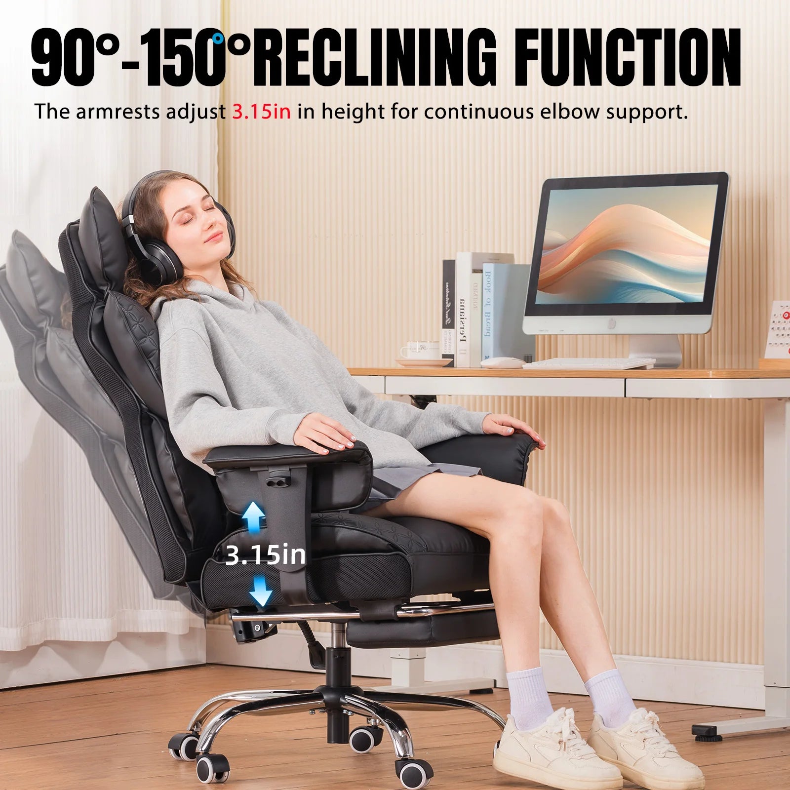 Ergonomic High-Back Office Chair with Footrest