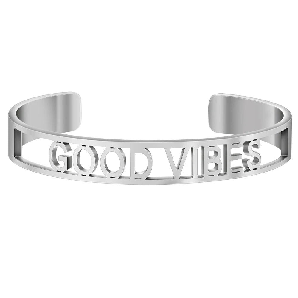 Stainless Steel Inspirational Cuff Bracelet