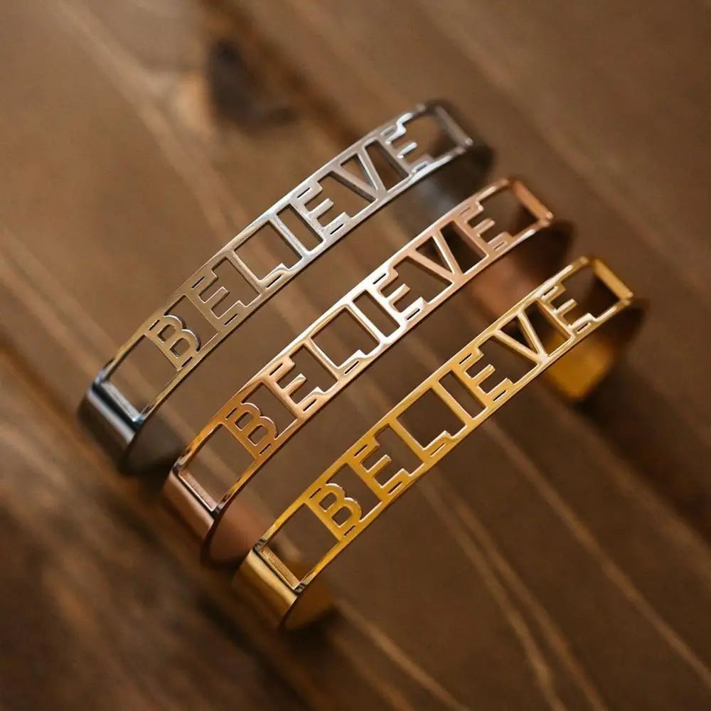 Stainless Steel Inspirational Cuff Bracelet