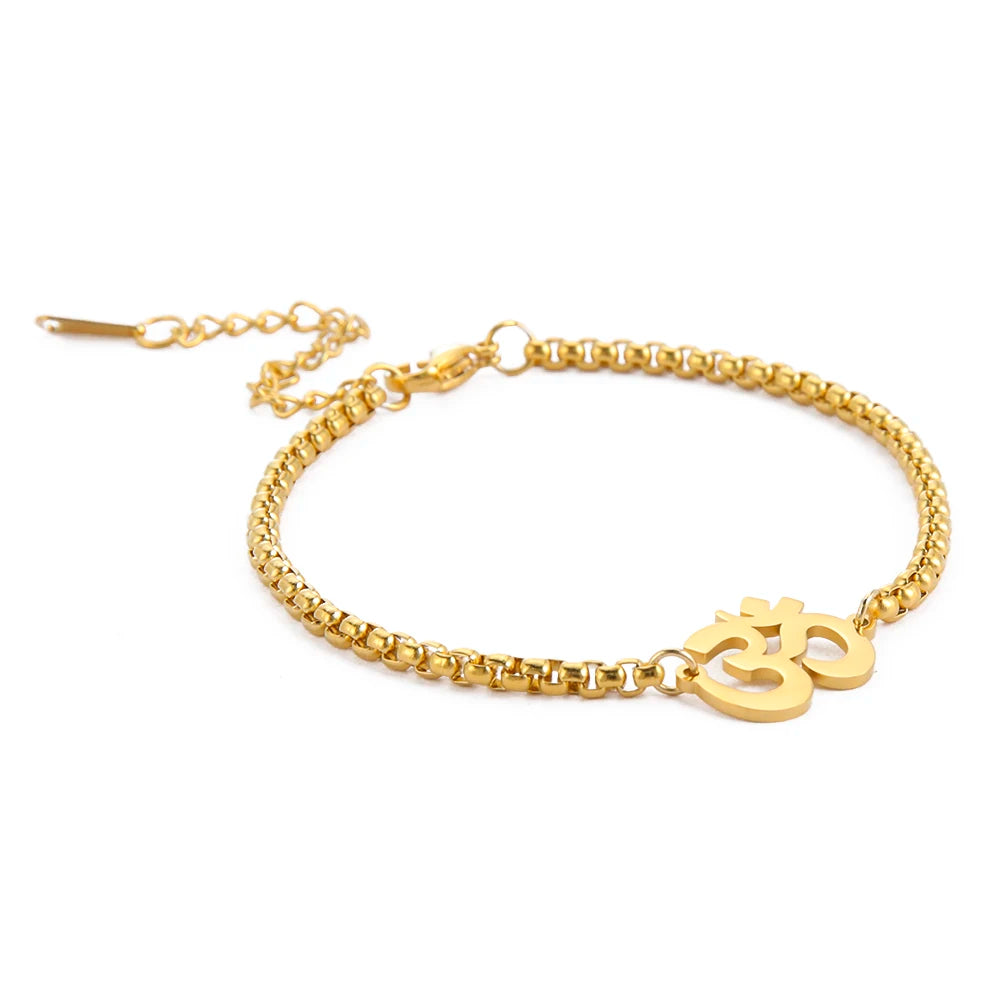 Stainless Steel OM Charm Bracelet