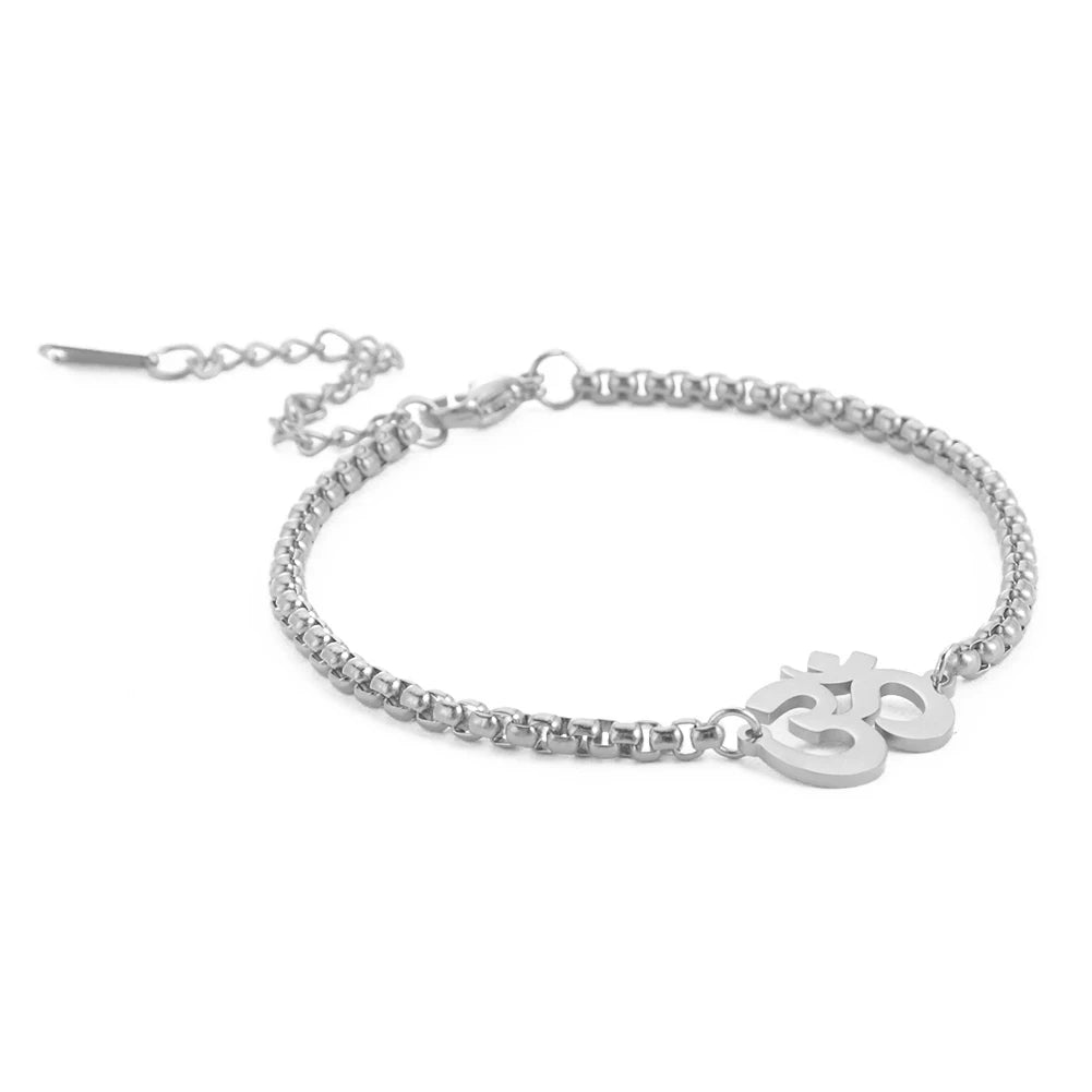 Stainless Steel OM Charm Bracelet