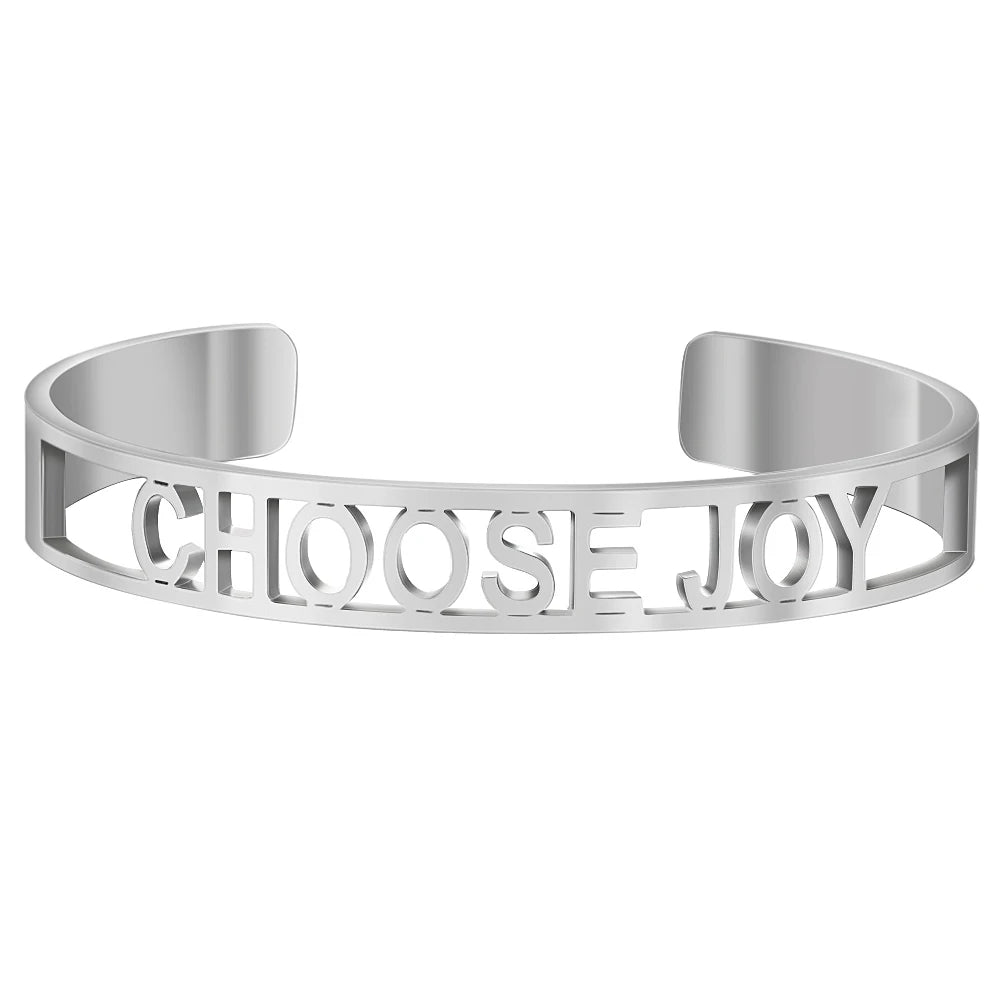 Stainless Steel Inspirational Cuff Bracelet