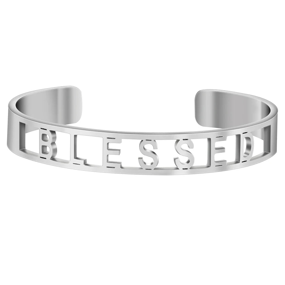 Stainless Steel Inspirational Cuff Bracelet