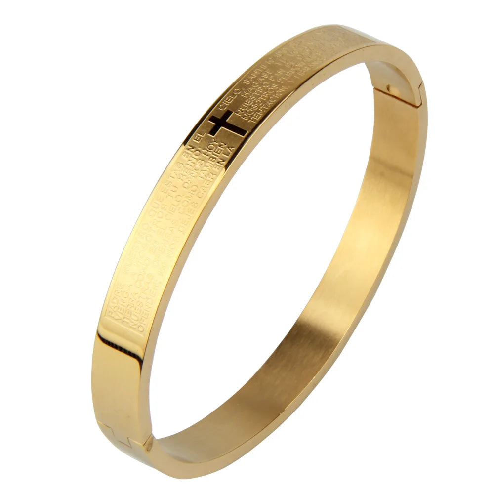 Stainless Steel Cross Cuff Bracelet