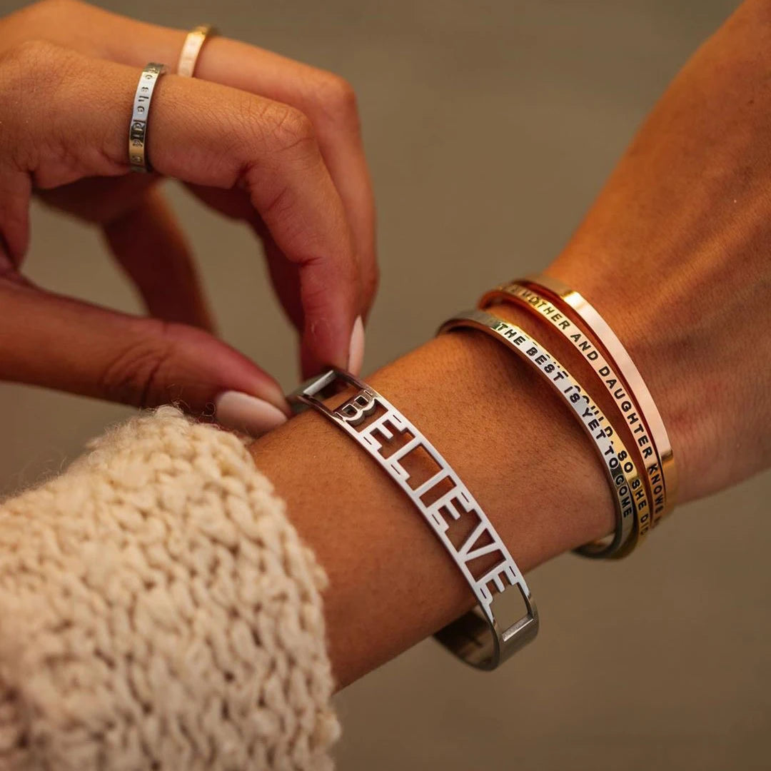 Stainless Steel Inspirational Cuff Bracelet