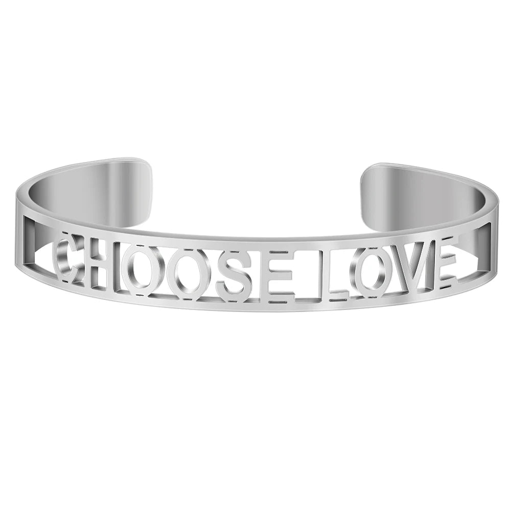 Stainless Steel Inspirational Cuff Bracelet
