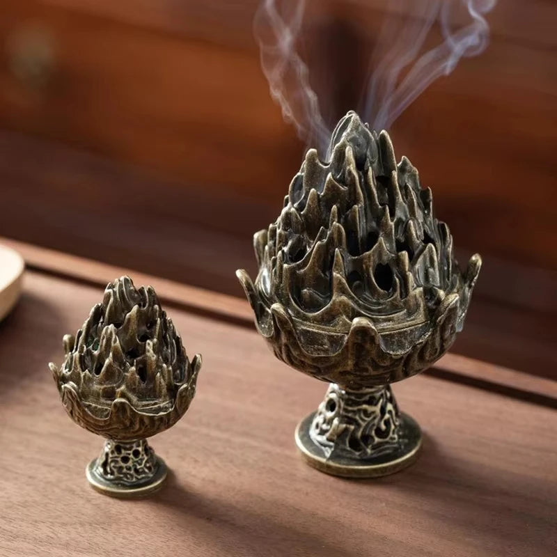 Alloy Vertical Incense Burner - Portable Tabletop Aromatherapy Holder and Home Decoration
