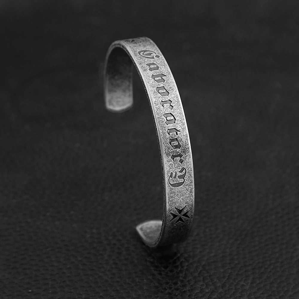 Stainless Steel Sutra Mantra Cuff Bracelet