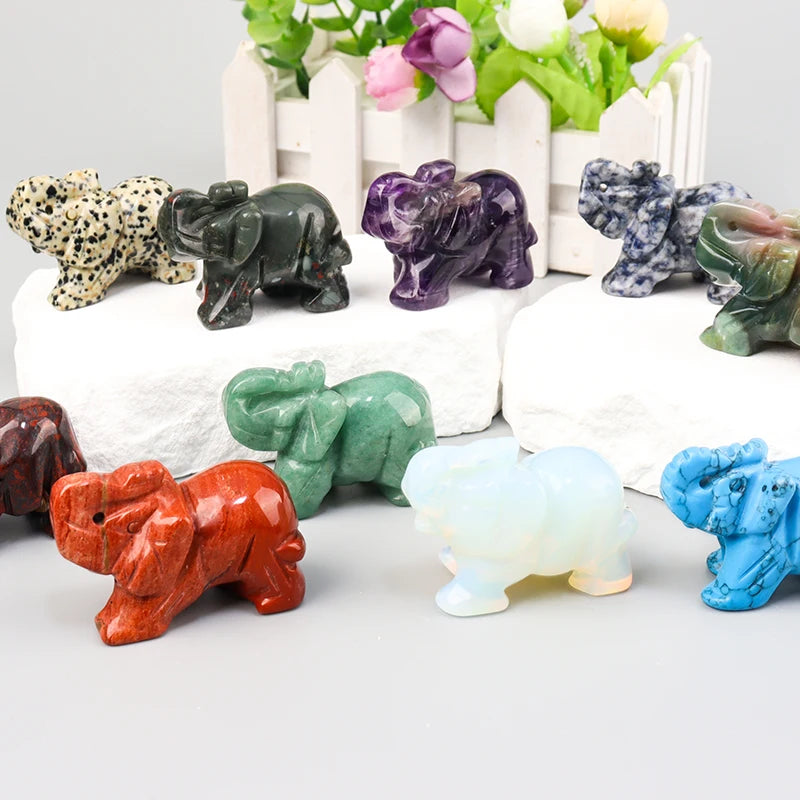Hand-Carved Crystal Elephant Figurine
