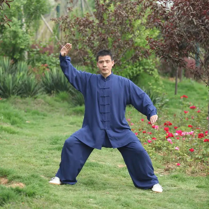 Men's and Women's Cotton Tai Chi Uniforms for Martial Arts and Exercise.