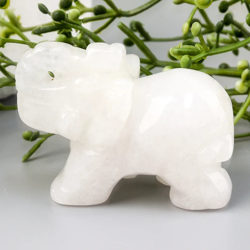 Hand-Carved Crystal Elephant Figurine