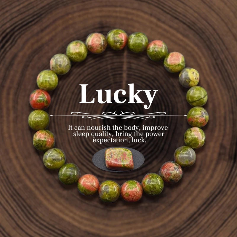 8 mm Natural Stone Beaded Bracelet