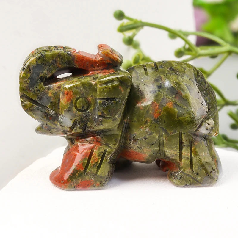 Hand-Carved Crystal Elephant Figurine
