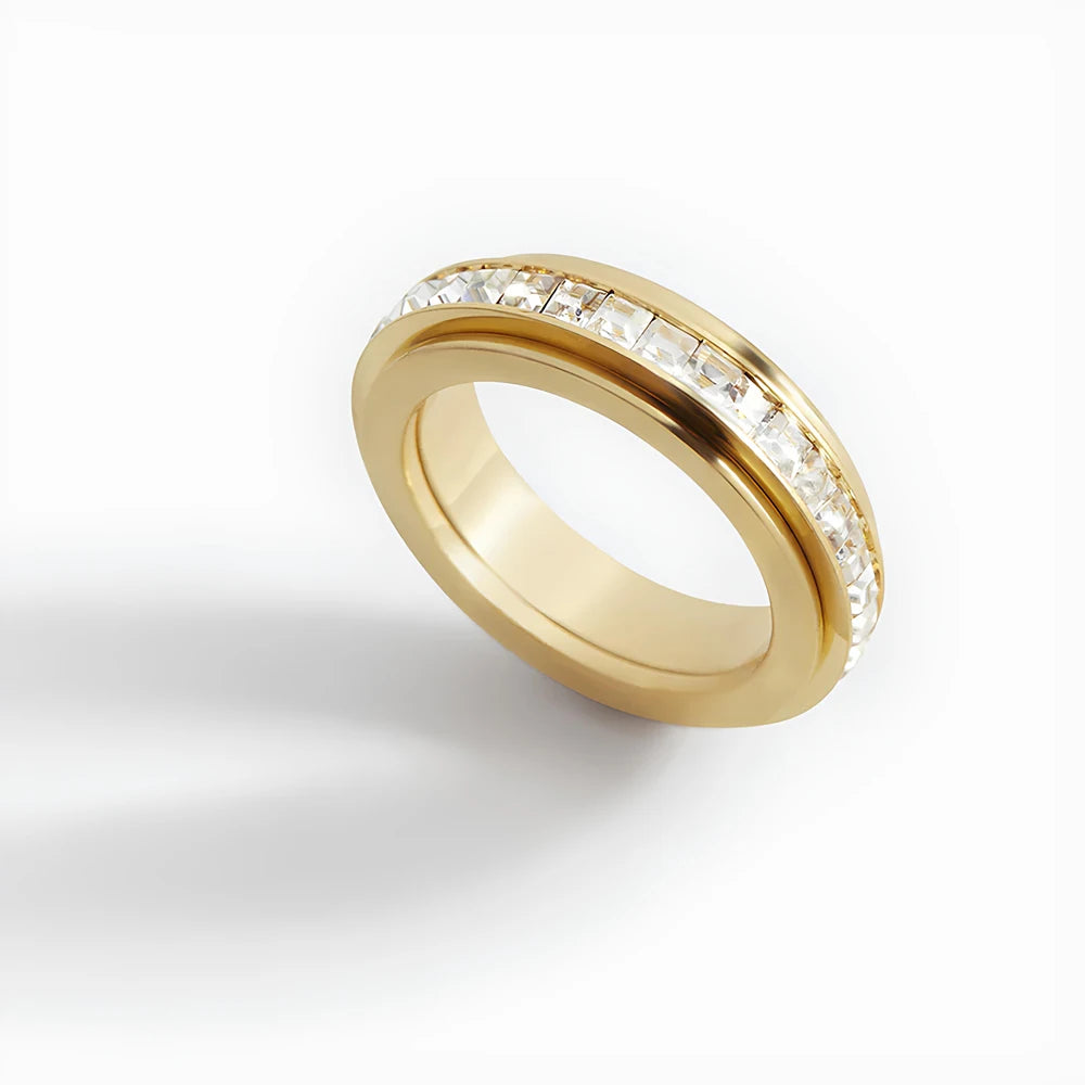 Stainless Steel Zircon Spinner Ring