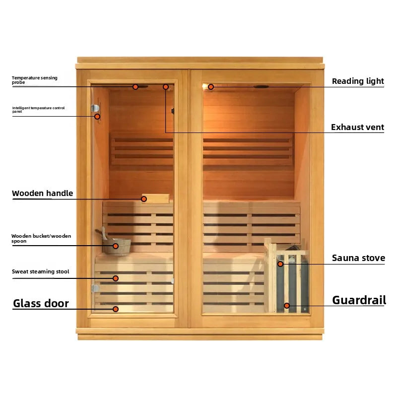 Home Sauna Room with Stone Heater