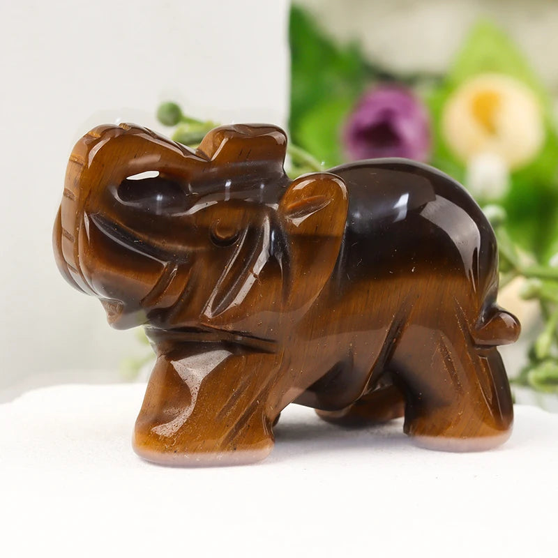 Hand-Carved Crystal Elephant Figurine