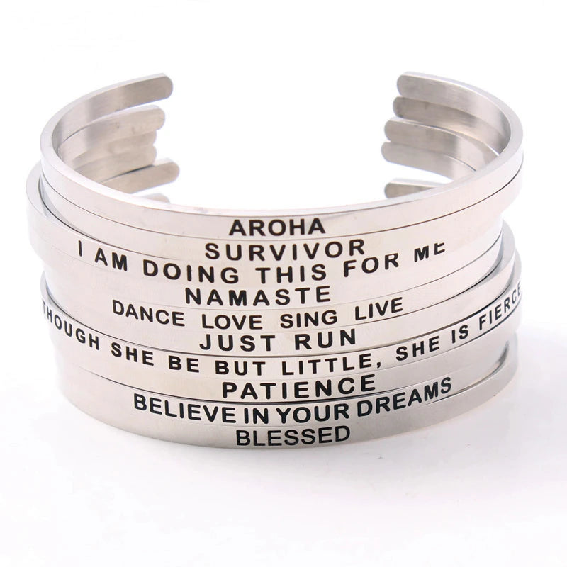2022 New 4MM Stainless Steel Inspirational Maori Love Mantra Bracelet for Women - Best Gift