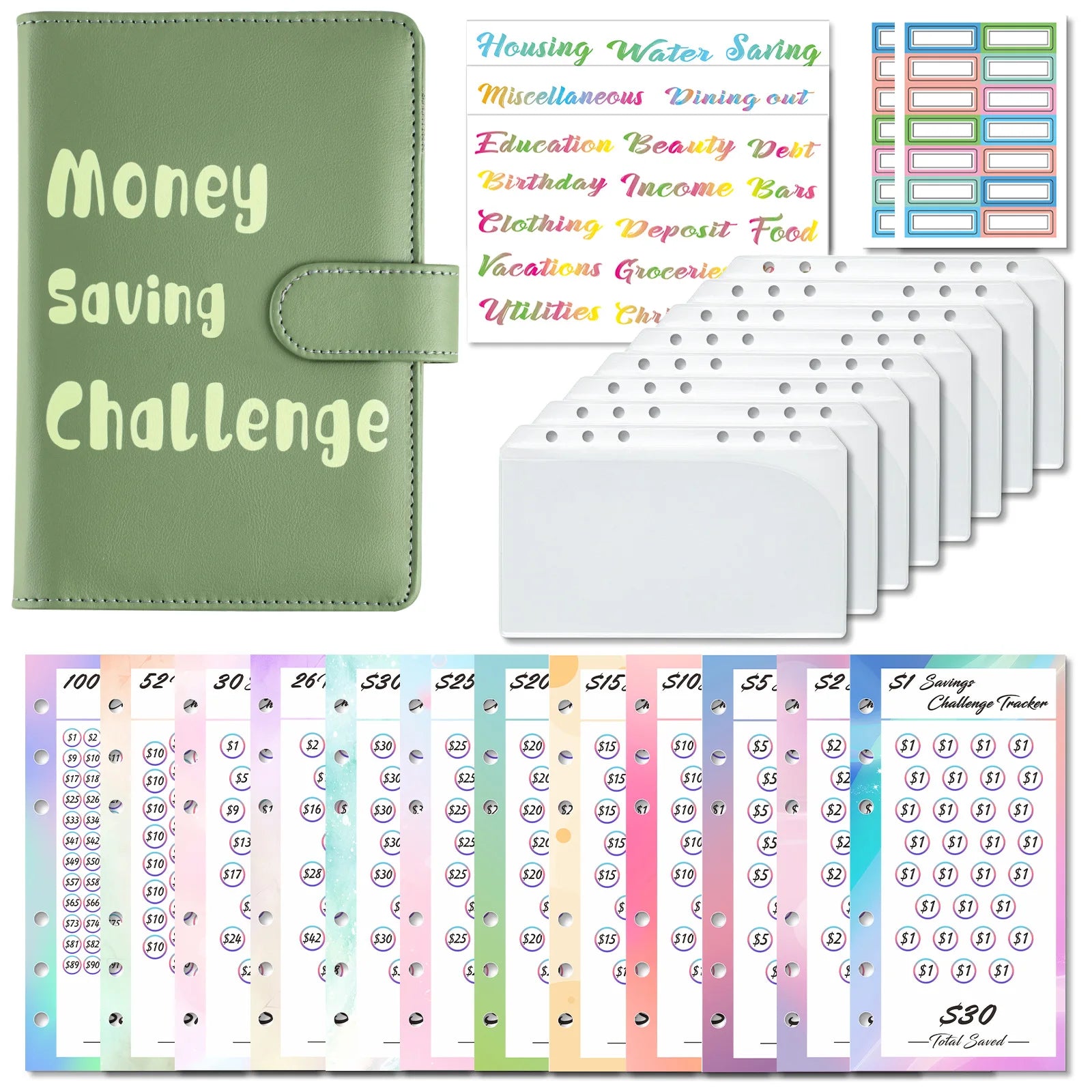 A6 Money-Saving Challenge Binder Set