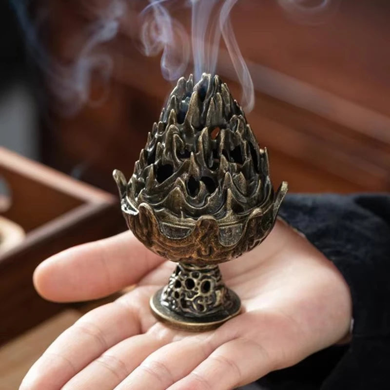 Alloy Vertical Incense Burner - Portable Tabletop Aromatherapy Holder and Home Decoration