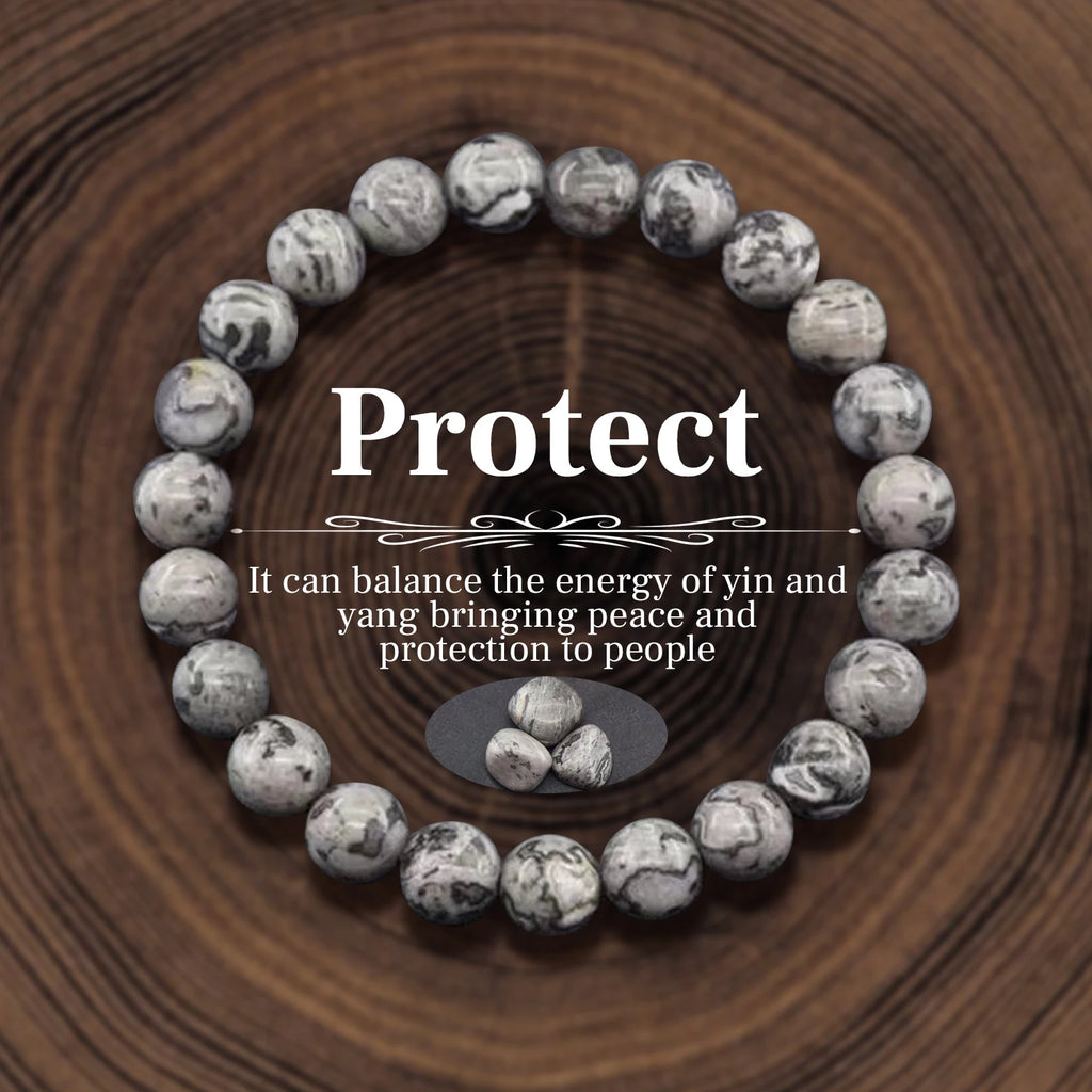 8 mm Natural Stone Beaded Bracelet