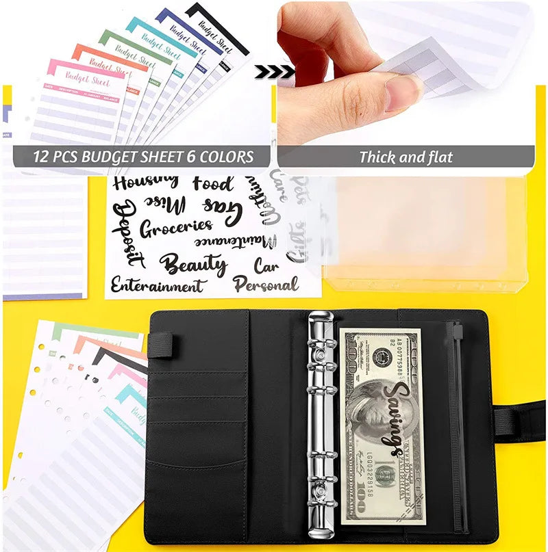 A6 Budget Binder with Calculator and Zipper Envelopes