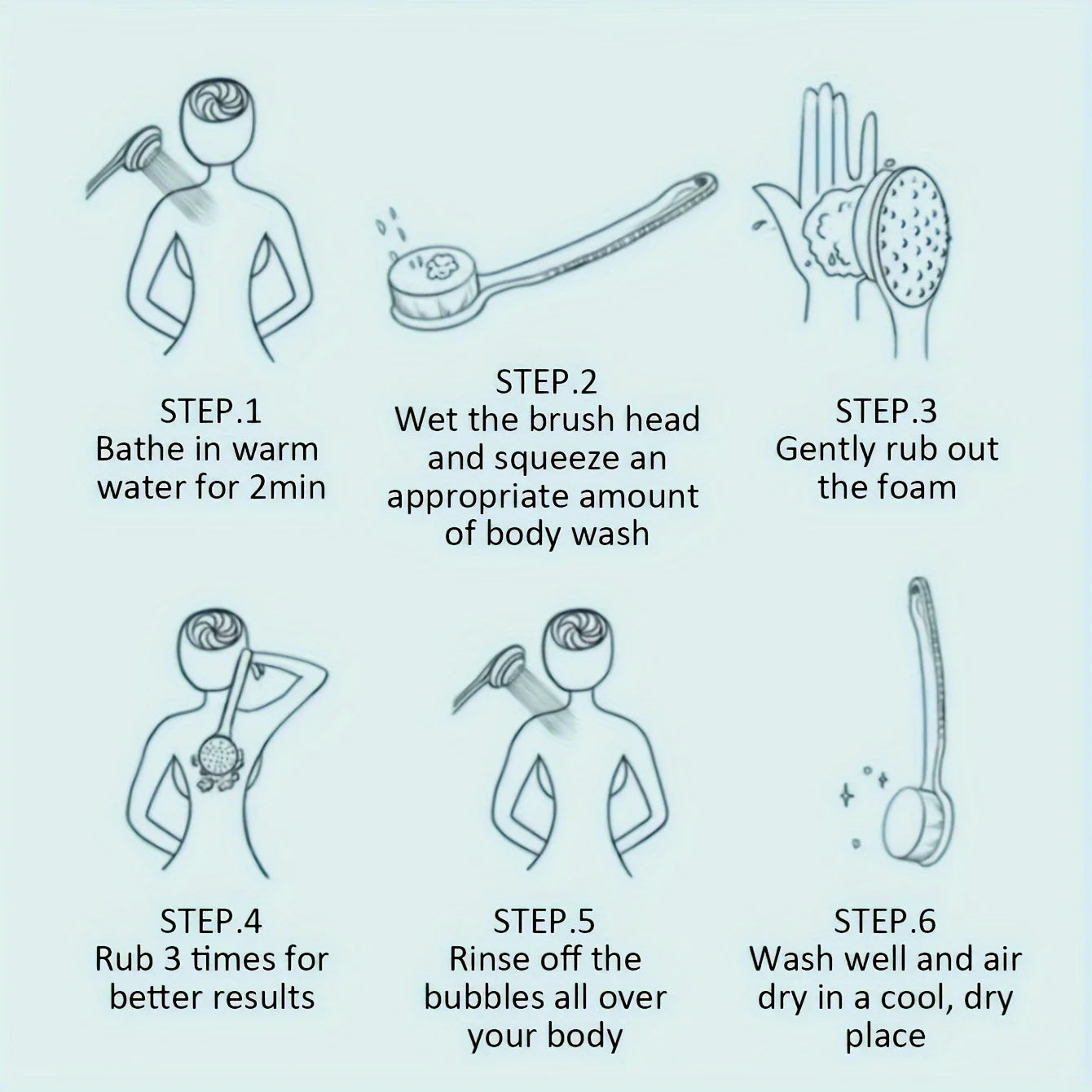 Long Handle Soft Shower Body Scrubber