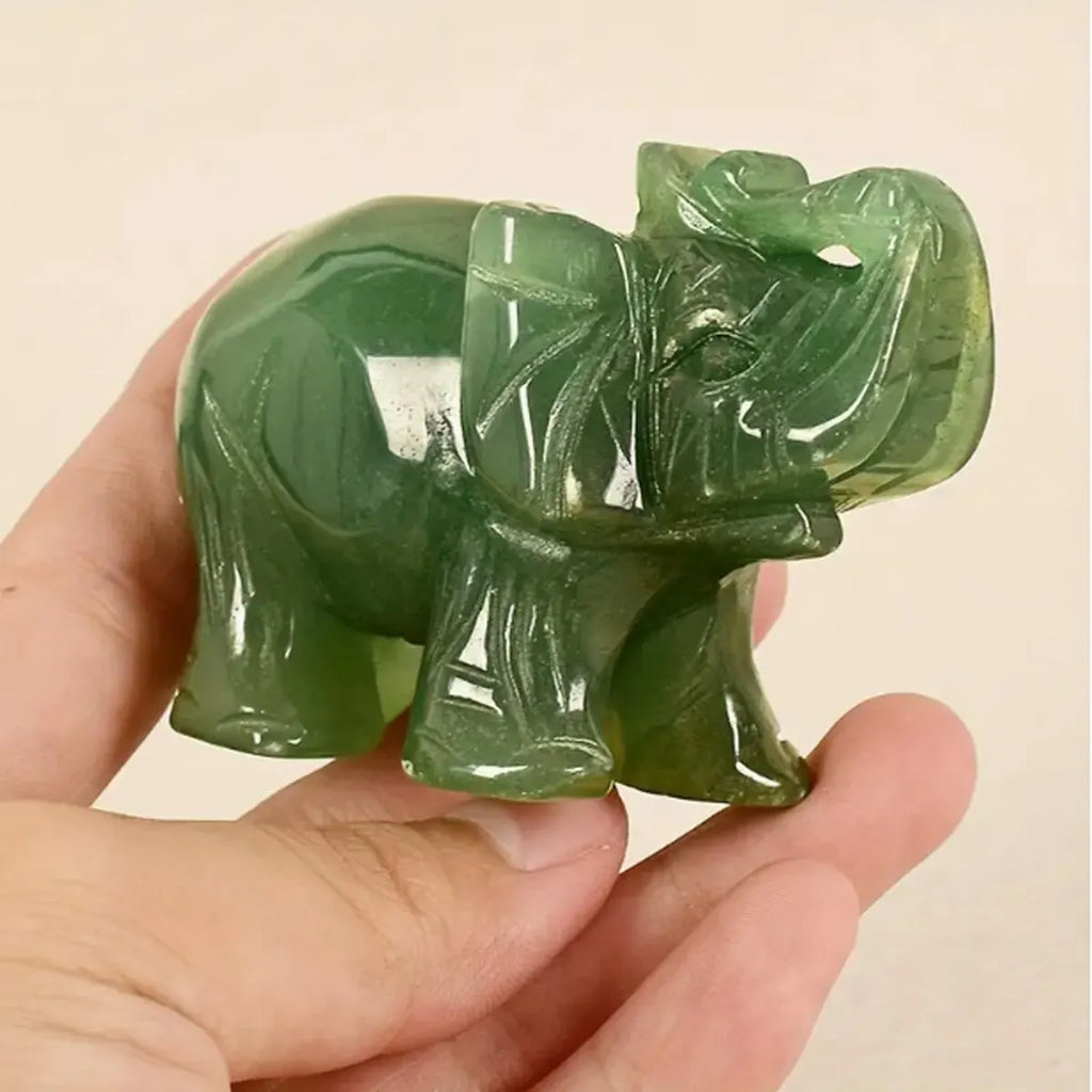 Hand-Carved Natural Stone Elephant Figurine