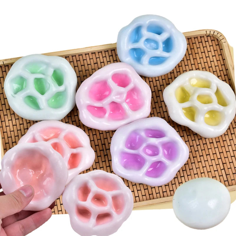 Grape Stress Ball: Shapeable, Noisy, Soothing Toy for Desktop Relief and Gifts.