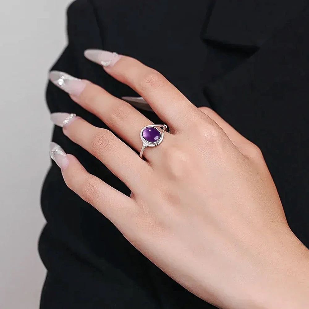 925 Sterling Silver Amethyst Oval Ring