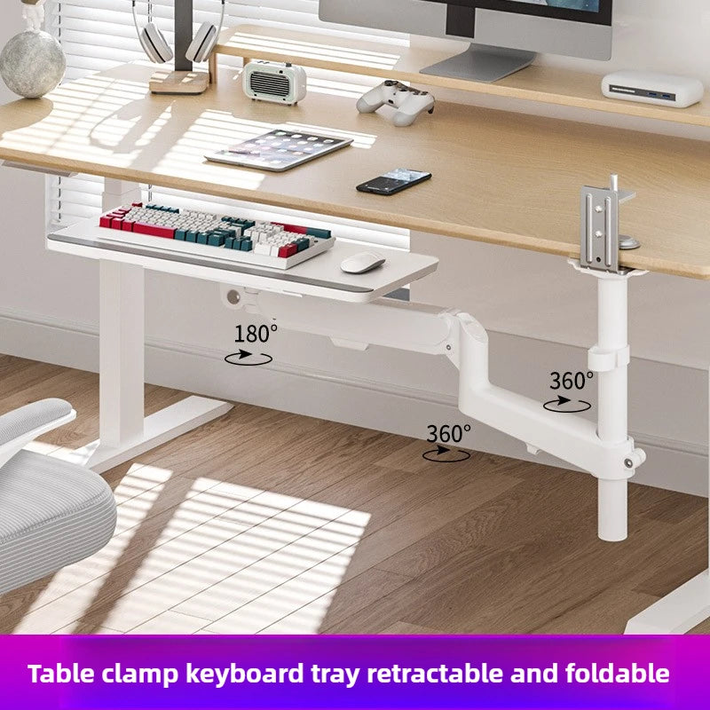 Adjustable Under Desk Keyboard Tray Ergonomic Pull Out Mouse Holder Swivel Fold Workstation Accessories Keyboard Storage Bracket