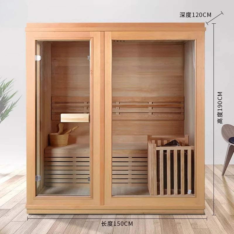 Home Sauna Room with Stone Heater