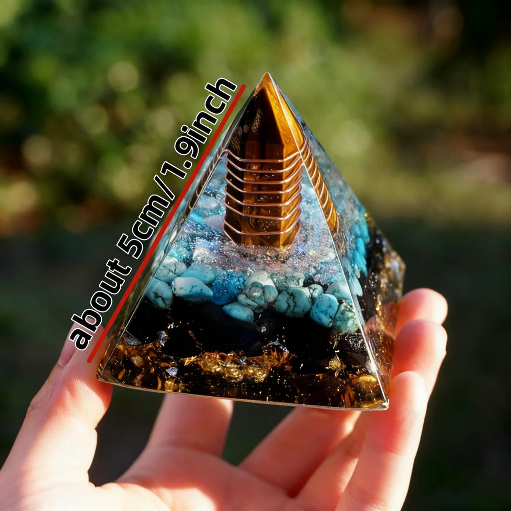 Orgonite Stone and Copper Pyramid Decor