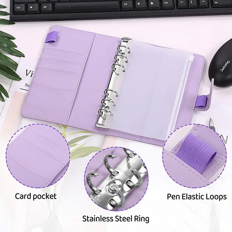 A6 Budget Binder with Calculator and Zipper Envelopes