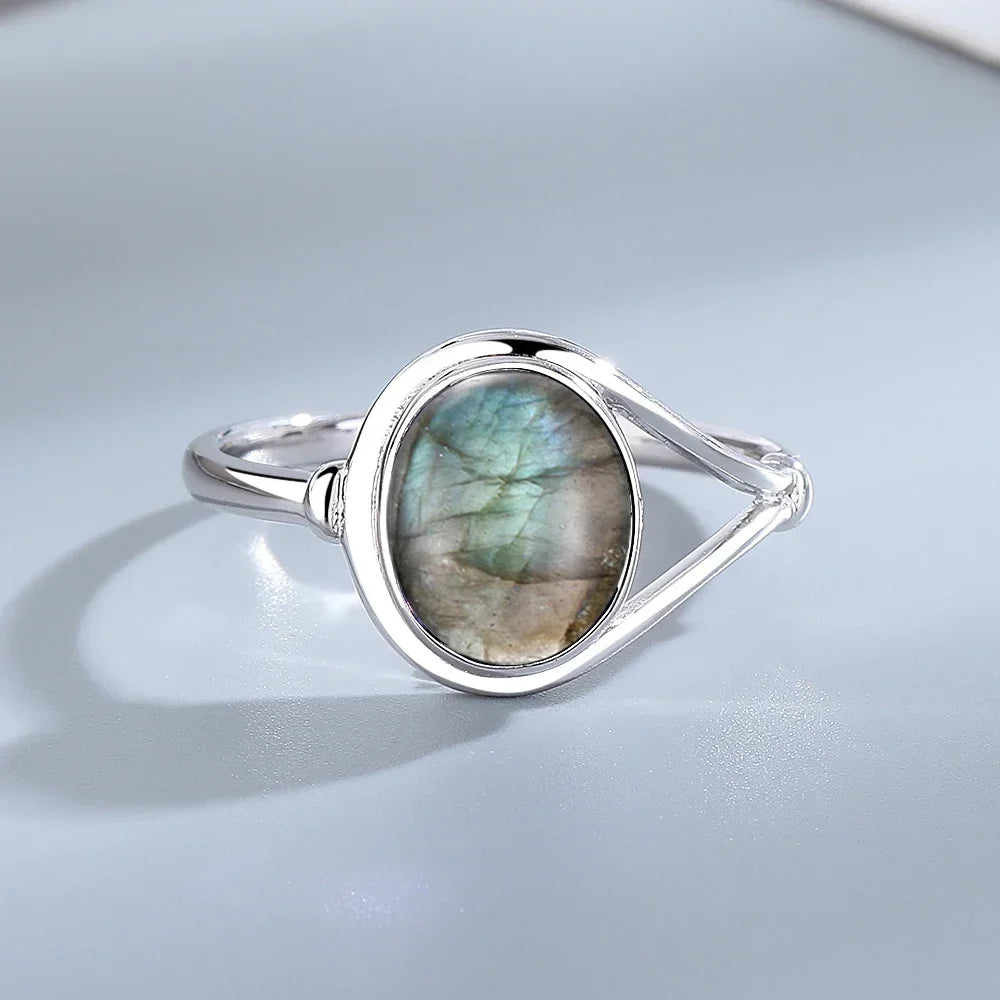 925 Sterling Silver Amethyst Oval Ring
