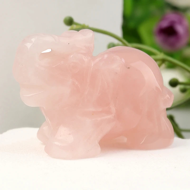 Hand-Carved Crystal Elephant Figurine