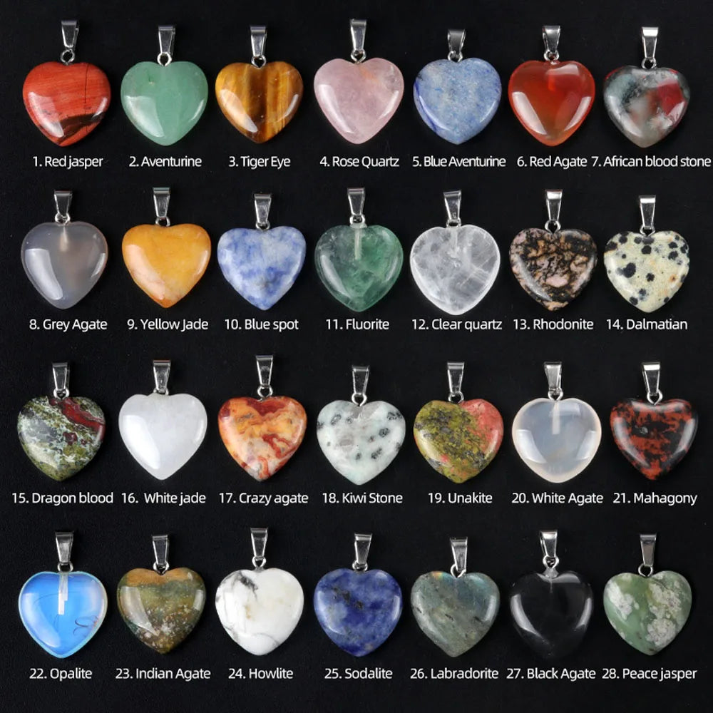 12-Pack Heart-Shaped Crystal Agate Pendants
