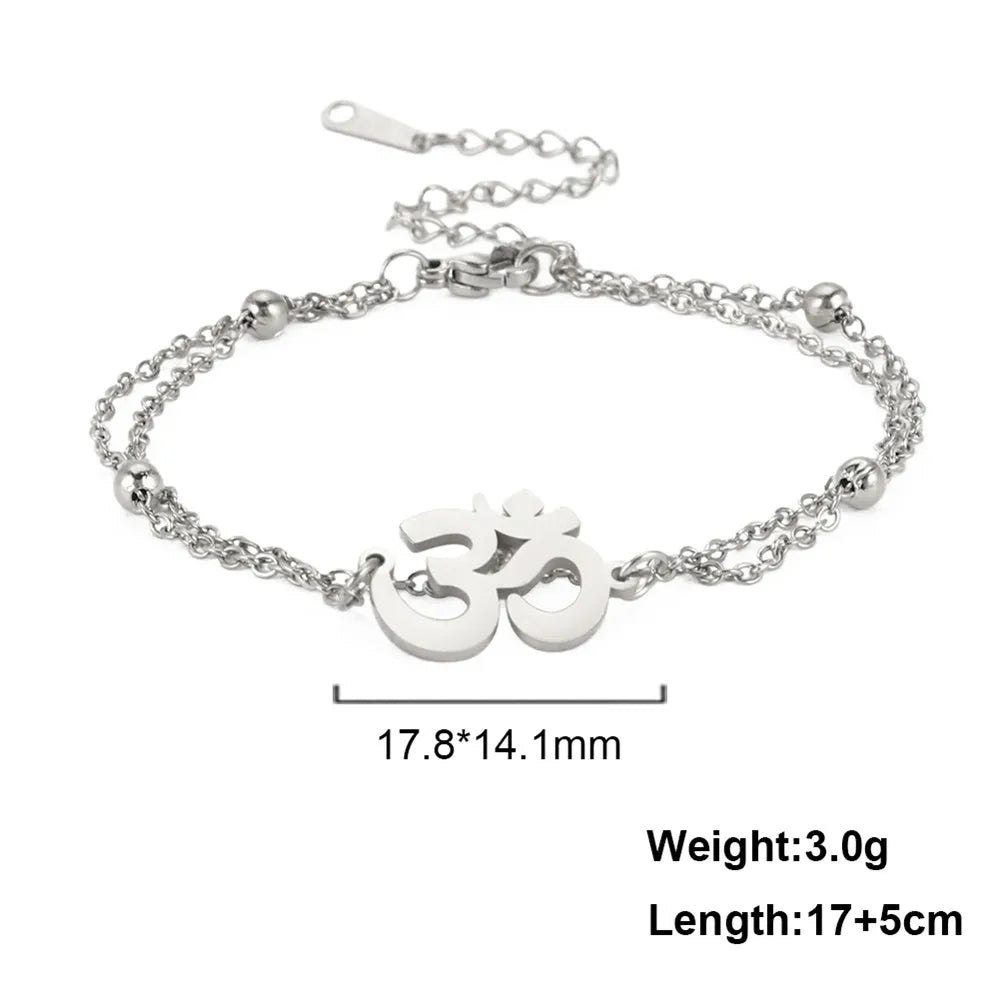 Stainless Steel OM Charm Bracelet