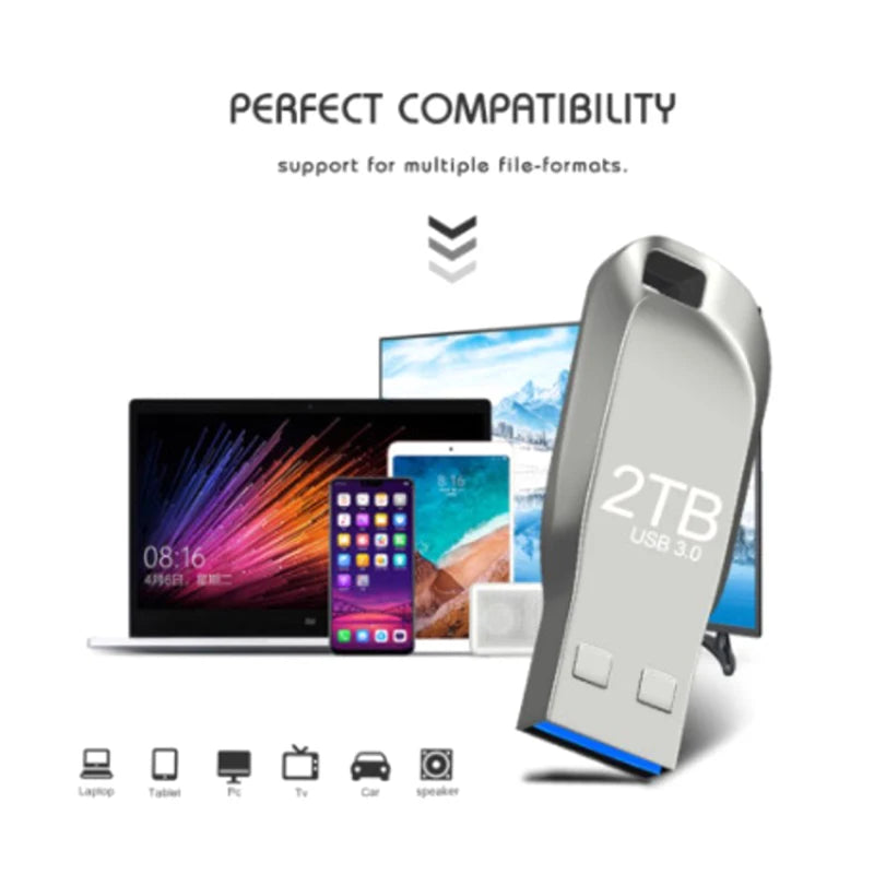2TB Metal USB 3.0 Flash Drive with Type-C Adapter