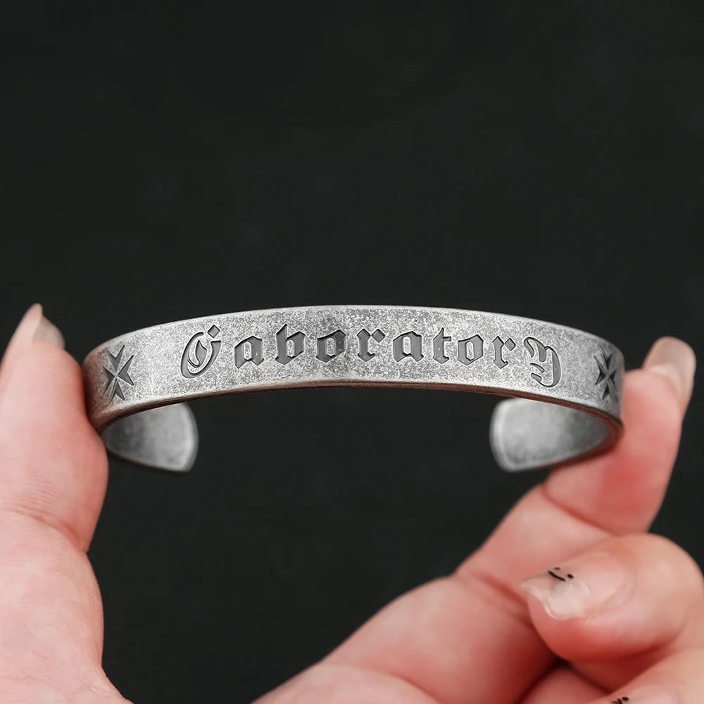 Stainless Steel Sutra Mantra Cuff Bracelet