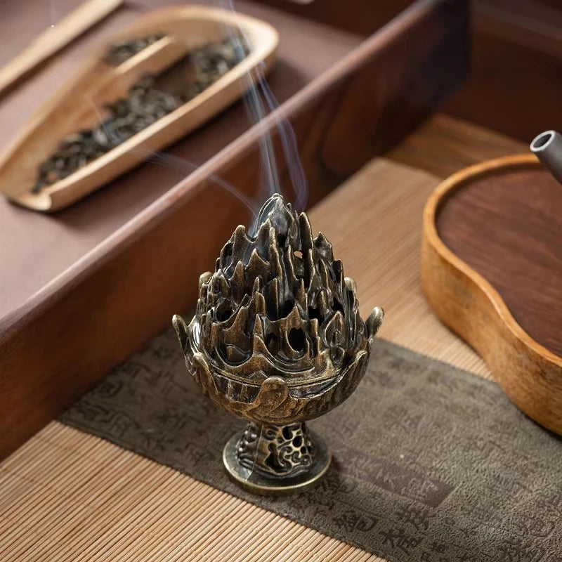 Alloy Vertical Incense Burner - Portable Tabletop Aromatherapy Holder and Home Decoration