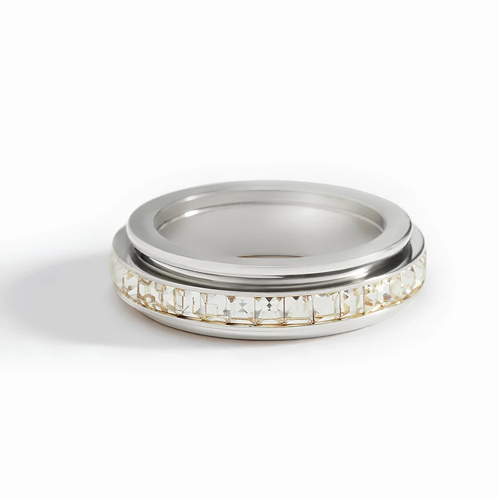 Stainless Steel Zircon Spinner Ring