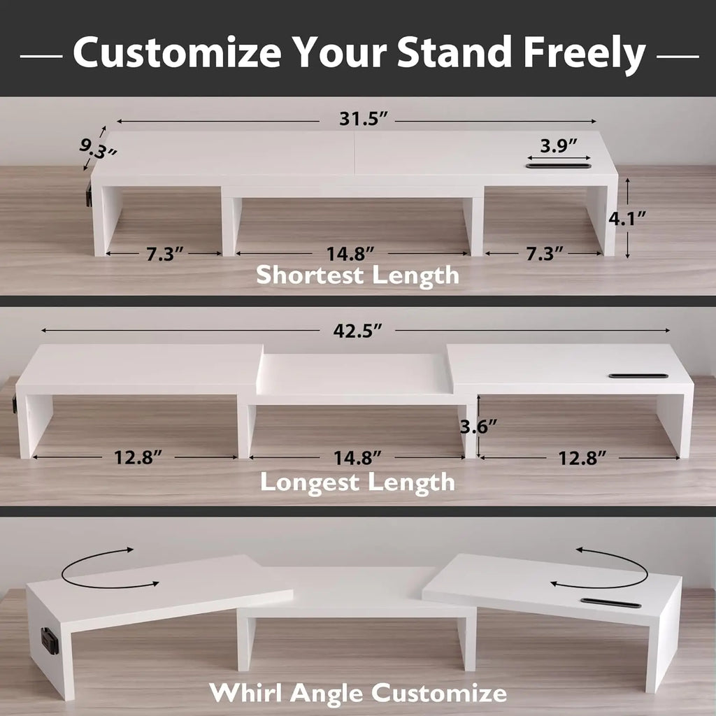 Adjustable Dual Monitor Stand with Phone Holder
