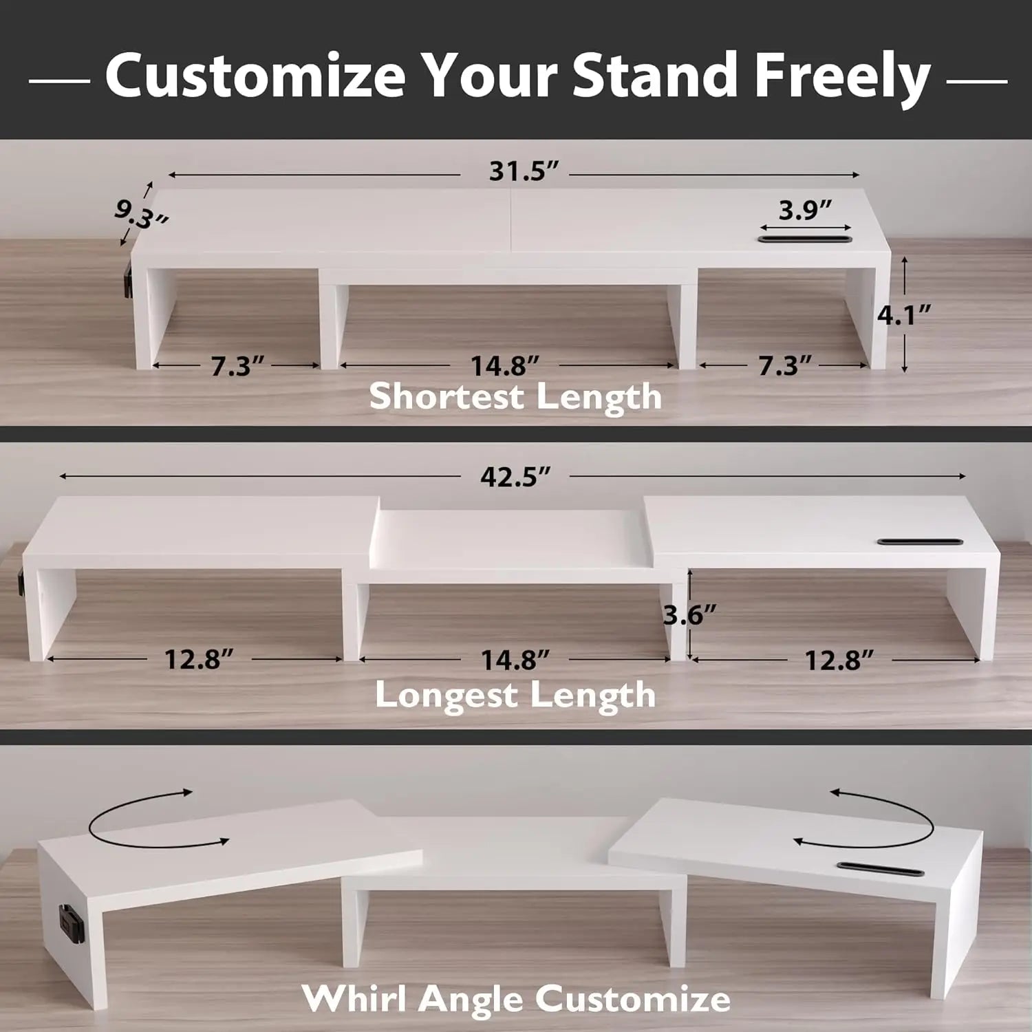 Adjustable Dual Monitor Stand with Phone Holder