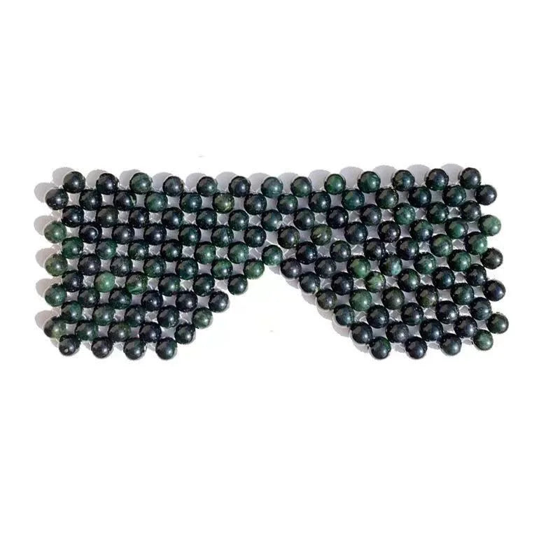 Natural Jade Eye Mask Healing Stone Woven Bead Eye Shade Cold Compress Massage Relieve Eye Fatigue Sleep Aid Eye Care Tools