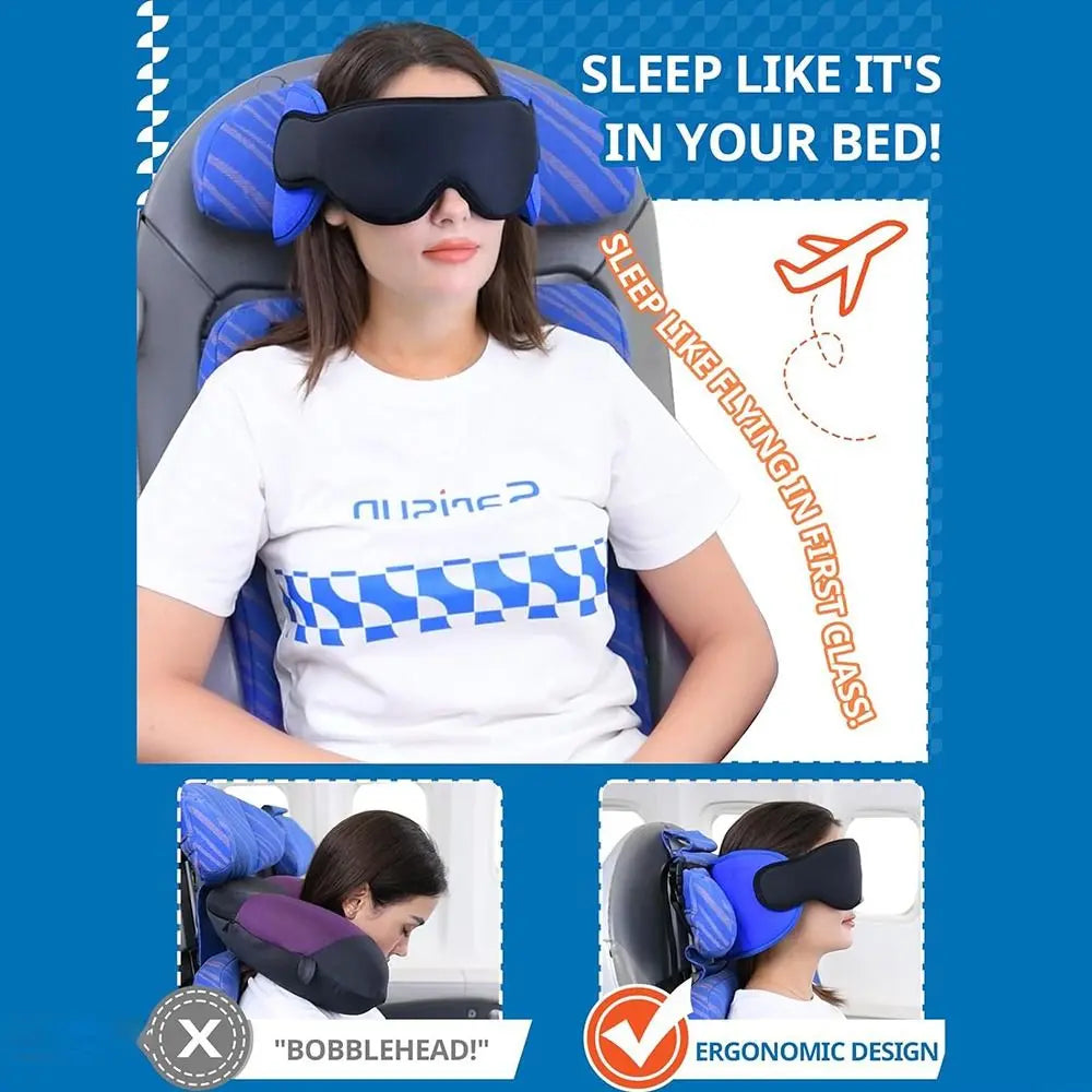 3D Contoured Travel Pillow with Blackout Eye Mask