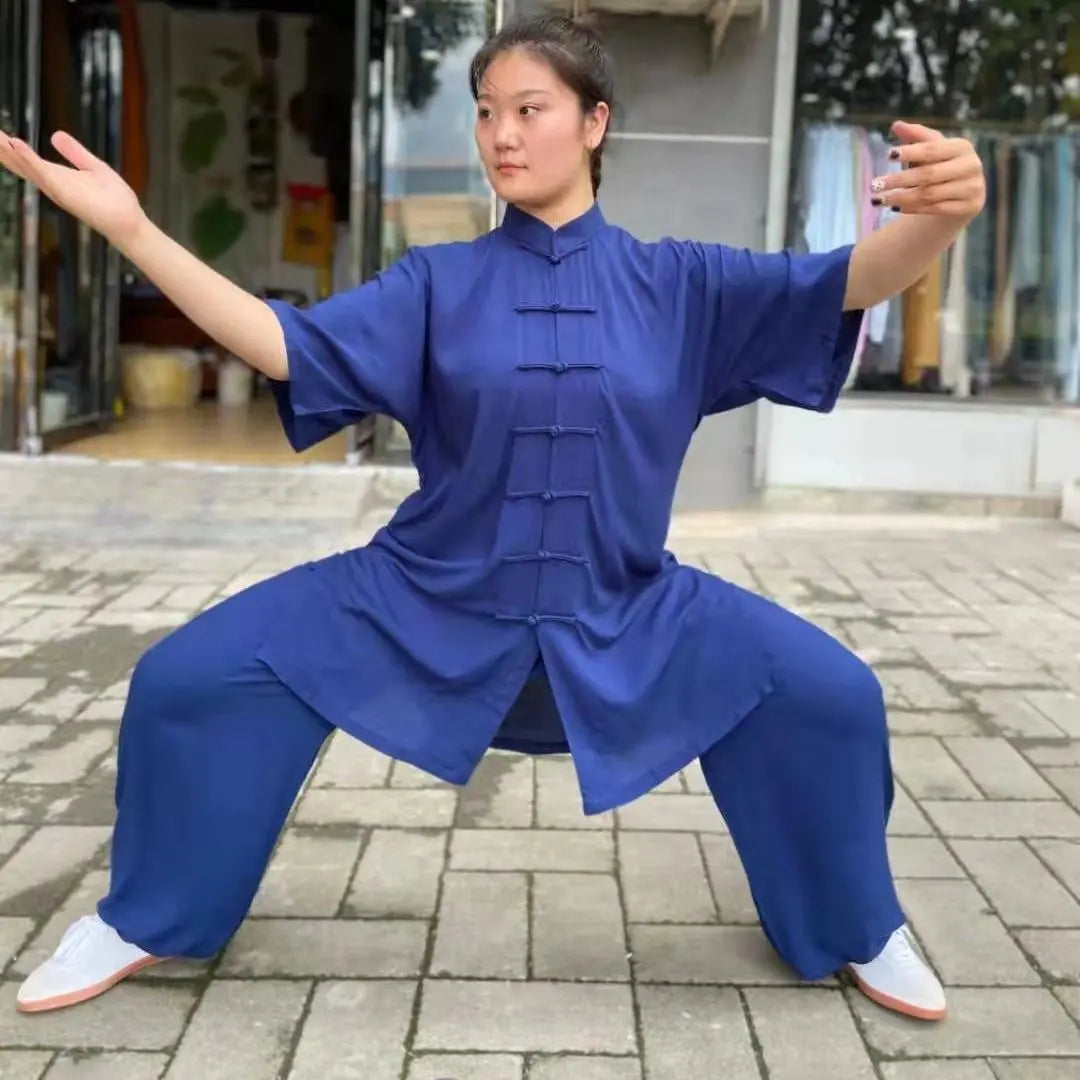 Men's and Women's Cotton Tai Chi Uniforms for Martial Arts and Exercise.
